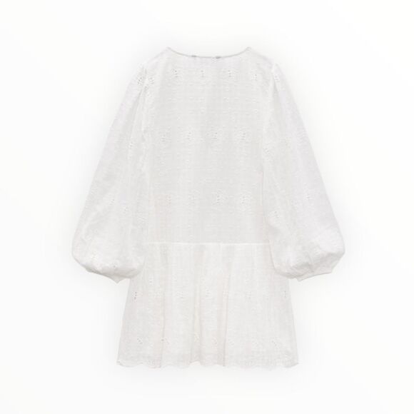 ZARA | White | EMBROIDERED DRESS - Picture 3 of 10